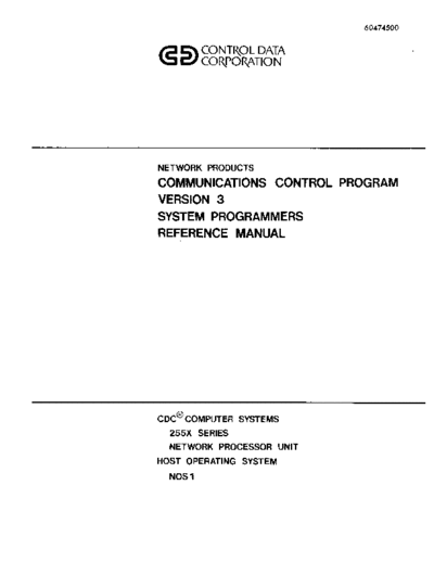 cdc 60474500A Comm Control Pgm V3 System Programmers Ref 1979  . Rare and Ancient Equipment cdc cyber comm 2550 60474500A_Comm_Control_Pgm_V3_System_Programmers_Ref_1979.pdf