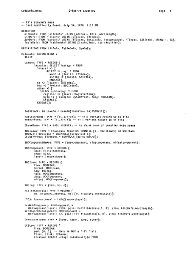 xerox CodeDefs.mesa Sep78  xerox mesa 4.0_1978 listing Mesa_4_Compiler CodeDefs.mesa_Sep78.pdf