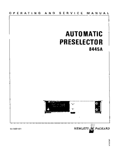 Agilent 08445-90002 8445A Operating and Service Oct71  Agilent 08445-90002 8445A Operating and Service Oct71.pdf