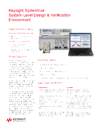 Agilent 5990-9412EN SystemVue - System Level Design & Verification Environment - Flyer c20140725 [2]  Agilent 5990-9412EN SystemVue - System Level Design & Verification Environment - Flyer c20140725 [2].pdf