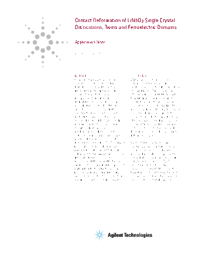 Agilent 5991-3520EN Contact Deformation of LiNbO3 Single Crystal Dislocations 252C Twins and Ferroelectric D  Agilent 5991-3520EN Contact Deformation of LiNbO3 Single Crystal_Dislocations_252C Twins and Ferroelectric Domains c20131101 [8].pdf