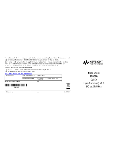 Agilent 85520A Calibration Kit Data Sheet 85520-90001 c20140603 [2]  Agilent 85520A Calibration Kit Data Sheet 85520-90001 c20140603 [2].pdf