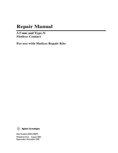 Agilent 85052-90070 Keysight Slotless Contact Repair Kit Repair Instructions c20010821 [26]  Agilent 85052-90070 Keysight Slotless Contact Repair Kit Repair Instructions c20010821 [26].pdf