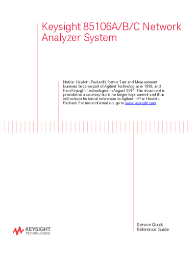 Agilent 85106-90058 85106A B C Network Analyzer System Service Quick Reference Guide c20141008 [45]  Agilent 85106-90058 85106A B C Network Analyzer System Service Quick Reference Guide c20141008 [45].pdf
