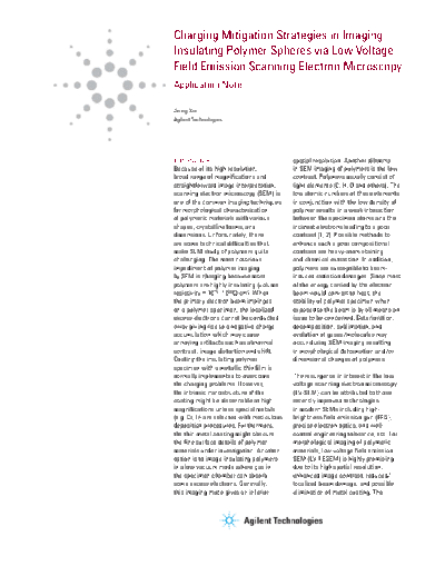 Agilent Charging Mitigation Strategies in Imaging Insulating Polymer Spheres via Low Voltage Field Emission   Agilent Charging Mitigation Strategies in Imaging Insulating Polymer Spheres via Low Voltage Field Emission 5991-2414EN c20130503 [12].pdf