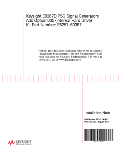 Agilent E8251-90387 E8267D PSG Signal Generators Add Option 005 Installation Note [10]  Agilent E8251-90387 E8267D PSG Signal Generators Add Option 005 Installation Note [10].pdf