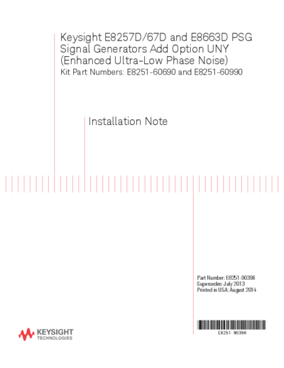 Agilent E8251-90396 E8257D 67D and E8663D PSG Signal Generators Add Option UNY Installation Note [21]  Agilent E8251-90396 E8257D 67D and E8663D PSG Signal Generators Add Option UNY Installation Note [21].pdf
