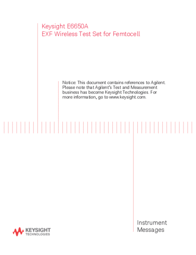 Agilent E6650-90009 E6650A EXF Wireless Test Set for Femtocell - Instrument Messages [130]  Agilent E6650-90009 E6650A EXF Wireless Test Set for Femtocell - Instrument Messages [130].pdf