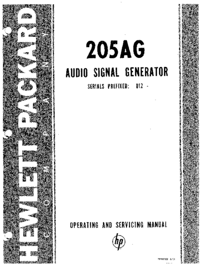 Agilent HP 205AG Operating & Servicing  Agilent HP 205AG Operating & Servicing.pdf