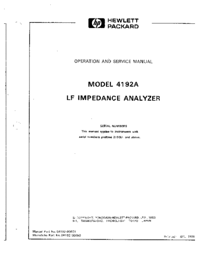 Agilent HP 4192A Operation Only  Agilent HP 4192A Operation Only.pdf