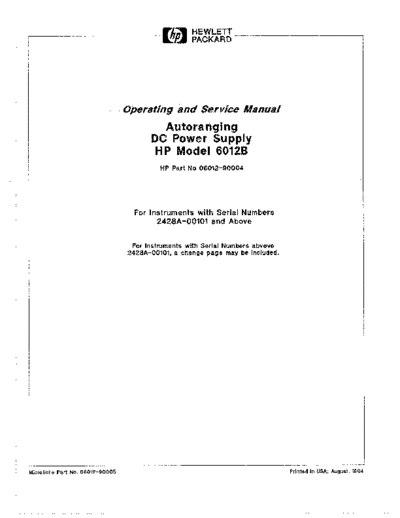 Agilent HP 6012B Operating & Service  Agilent HP 6012B Operating & Service.pdf
