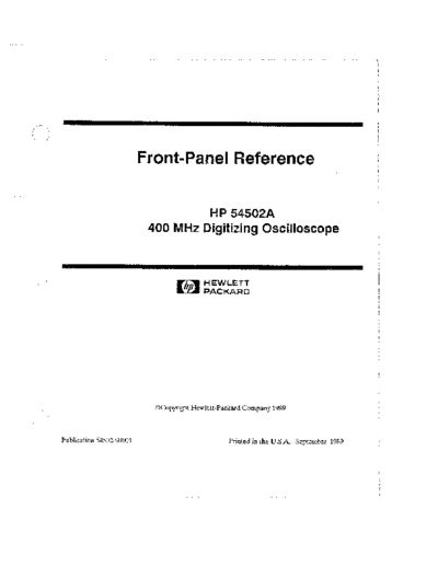 Agilent HP 54502A Front Panel Reference  Agilent HP 54502A Front Panel Reference.pdf