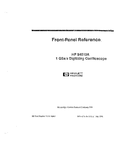 Agilent HP 54510A Front Panel Reference  Agilent HP 54510A Front Panel Reference.pdf