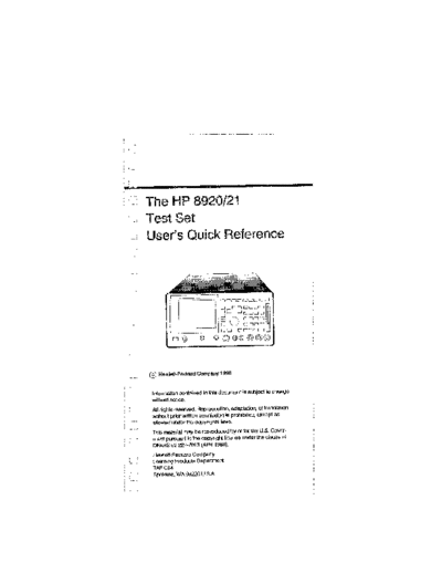 Agilent HP 8920 21 Test Set Users Quick Ref.  Agilent HP 8920 21 Test Set Users Quick Ref..pdf