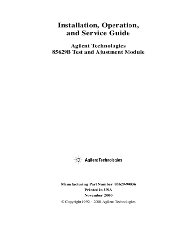 Agilent HP 85629B Operating & Service  Agilent HP 85629B Operating & Service.pdf