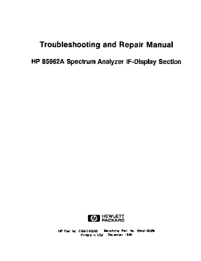 Agilent HP 85662A IF Section  Troubleshoot and Repair  Agilent HP 85662A IF Section  Troubleshoot and Repair.pdf
