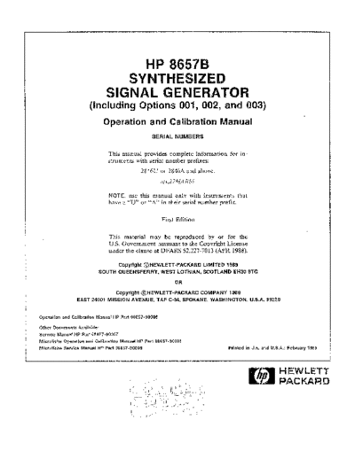 Agilent HP 8657B Serial - Prefixes 2846U 252C 2846A & above Operation & Calibration  Agilent HP 8657B Serial - Prefixes 2846U_252C 2846A & above Operation & Calibration.pdf