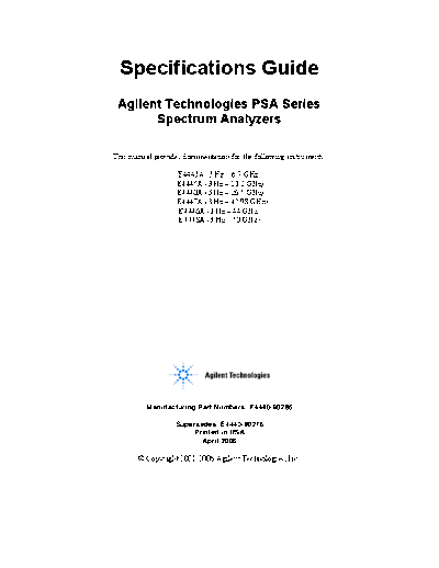 Agilent HP PSA Family Specifications Guide  Agilent HP PSA Family Specifications Guide.pdf