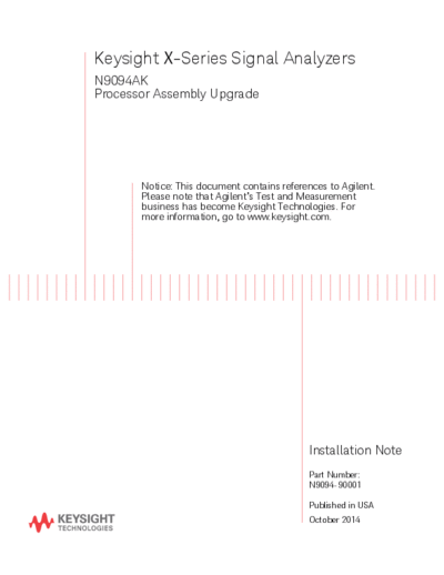 Agilent N9094-90001 X-Series Signal Analyzers N9094AK Processor Assembly Upgrade Installation Note [24]  Agilent N9094-90001 X-Series Signal Analyzers N9094AK Processor Assembly Upgrade Installation Note [24].pdf