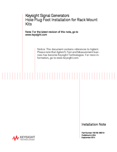 Agilent N5180-90019 Signal Generators Hole Plug Foot Installation for Rack Mount Kits [6]  Agilent N5180-90019 Signal Generators Hole Plug Foot Installation for Rack Mount Kits [6].pdf