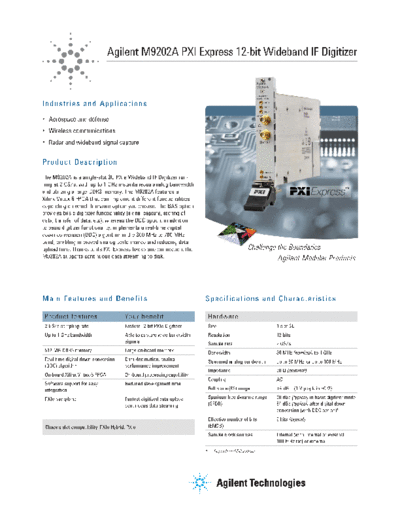 Agilent M9202A PXI Express 12-bit Wideband IF Digitizer - Flyer 5990-6302EN c20131204 [2]  Agilent M9202A PXI Express 12-bit Wideband IF Digitizer - Flyer 5990-6302EN c20131204 [2].pdf