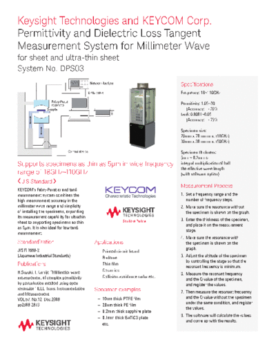 Agilent Permittivity and Dielectric Loss Tangent Measurement System for Millimeter Wave for sheet and ultra-  Agilent Permittivity and Dielectric Loss Tangent Measurement System for Millimeter Wave for sheet and ultra- 5991-1214EN c20140805 [2].pdf