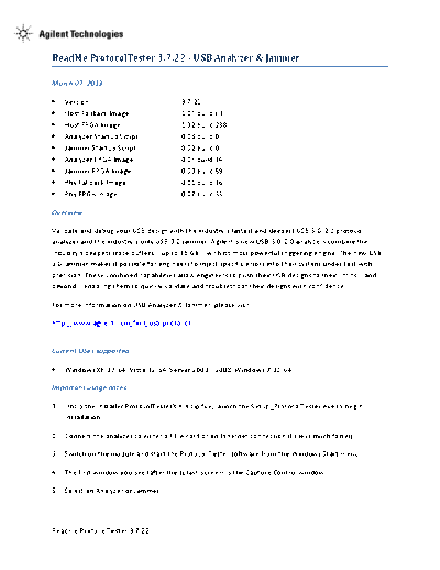 Agilent USB Protocol Analyzer & Jammer Software Release Notes (Version 3.7.22) ReadMeProtocolTester3.7.22 c2  Agilent USB Protocol Analyzer & Jammer Software Release Notes (Version 3.7.22) ReadMeProtocolTester3.7.22 c20130320 [2].pdf