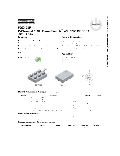 Fairchild Semiconductor fdz193p  . Electronic Components Datasheets Active components Transistors Fairchild Semiconductor fdz193p.pdf