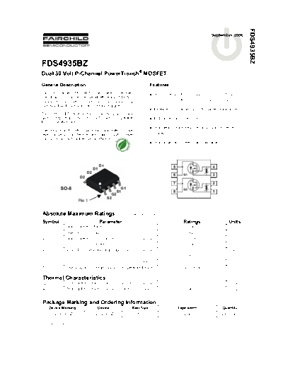 Fairchild Semiconductor fds4935bz  . Electronic Components Datasheets Active components Transistors Fairchild Semiconductor fds4935bz.pdf