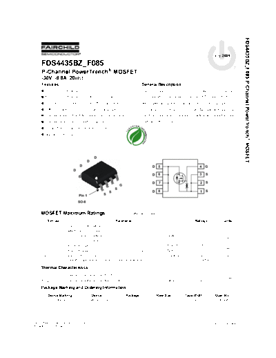 Fairchild Semiconductor fds4435bz f085  . Electronic Components Datasheets Active components Transistors Fairchild Semiconductor fds4435bz_f085.pdf