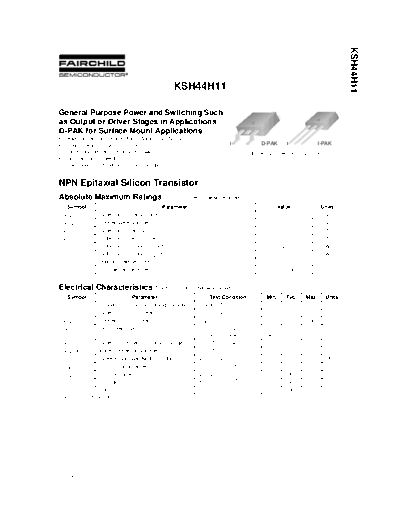 Fairchild Semiconductor ksh44h11i  . Electronic Components Datasheets Active components Transistors Fairchild Semiconductor ksh44h11i.pdf