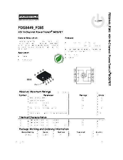 Fairchild Semiconductor fds8449 f085  . Electronic Components Datasheets Active components Transistors Fairchild Semiconductor fds8449_f085.pdf