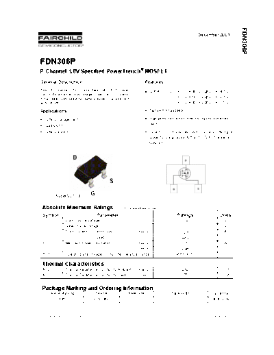 Fairchild Semiconductor fdn306p  . Electronic Components Datasheets Active components Transistors Fairchild Semiconductor fdn306p.pdf