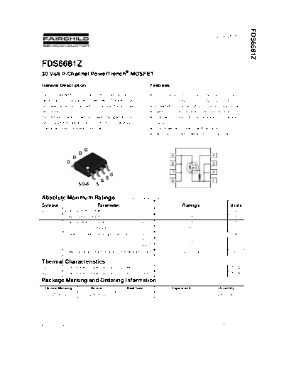 Fairchild Semiconductor fds6681z  . Electronic Components Datasheets Active components Transistors Fairchild Semiconductor fds6681z.pdf