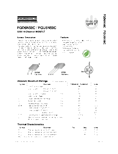 Fairchild Semiconductor fqd6n50c fqu6n50c  . Electronic Components Datasheets Active components Transistors Fairchild Semiconductor fqd6n50c_fqu6n50c.pdf