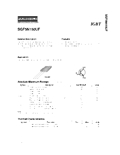 Fairchild Semiconductor sgf5n150uf  . Electronic Components Datasheets Active components Transistors Fairchild Semiconductor sgf5n150uf.pdf
