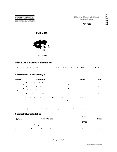 Fairchild Semiconductor fzt749  . Electronic Components Datasheets Active components Transistors Fairchild Semiconductor fzt749.pdf