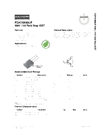 Fairchild Semiconductor fgh75n60uf  . Electronic Components Datasheets Active components Transistors Fairchild Semiconductor fgh75n60uf.pdf