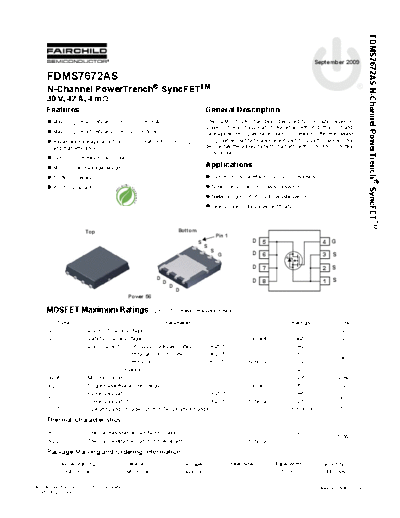 Fairchild Semiconductor fdms7672as  . Electronic Components Datasheets Active components Transistors Fairchild Semiconductor fdms7672as.pdf