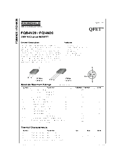 Fairchild Semiconductor fqb4n20 fqi4n20  . Electronic Components Datasheets Active components Transistors Fairchild Semiconductor fqb4n20_fqi4n20.pdf