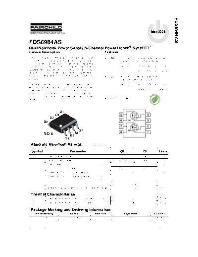 Fairchild Semiconductor fds6984as  . Electronic Components Datasheets Active components Transistors Fairchild Semiconductor fds6984as.pdf