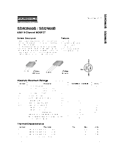 Fairchild Semiconductor ssw2n60b ssi2n60b  . Electronic Components Datasheets Active components Transistors Fairchild Semiconductor ssw2n60b_ssi2n60b.pdf