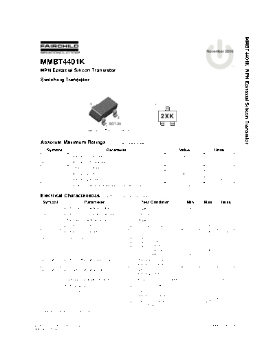 Fairchild Semiconductor mmbt4401k  . Electronic Components Datasheets Active components Transistors Fairchild Semiconductor mmbt4401k.pdf