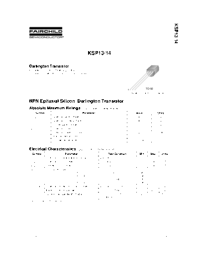 Fairchild Semiconductor ksp13  . Electronic Components Datasheets Active components Transistors Fairchild Semiconductor ksp13.pdf