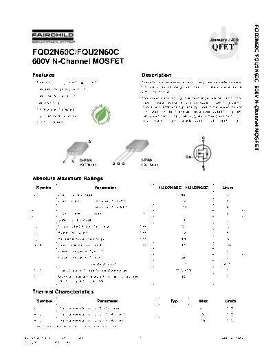 Fairchild Semiconductor fqd2n60c fqu2n60c  . Electronic Components Datasheets Active components Transistors Fairchild Semiconductor fqd2n60c_fqu2n60c.pdf