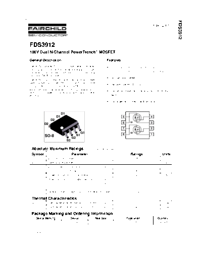 Fairchild Semiconductor fds3912  . Electronic Components Datasheets Active components Transistors Fairchild Semiconductor fds3912.pdf
