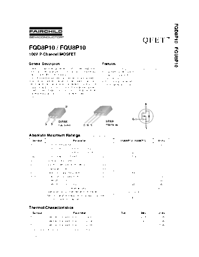 Fairchild Semiconductor fqd8p10 fqu8p10  . Electronic Components Datasheets Active components Transistors Fairchild Semiconductor fqd8p10_fqu8p10.pdf