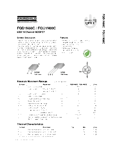 Fairchild Semiconductor fqd1n60c fqu1n60c  . Electronic Components Datasheets Active components Transistors Fairchild Semiconductor fqd1n60c_fqu1n60c.pdf