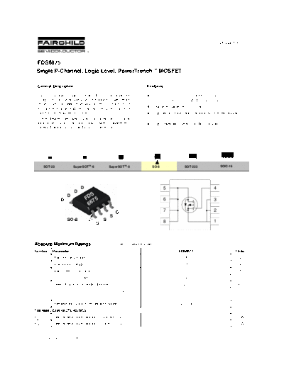 Fairchild Semiconductor fds6675  . Electronic Components Datasheets Active components Transistors Fairchild Semiconductor fds6675.pdf