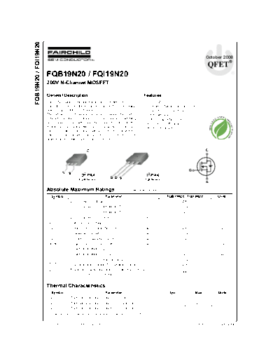 Fairchild Semiconductor fqb19n20 fqi19n20  . Electronic Components Datasheets Active components Transistors Fairchild Semiconductor fqb19n20_fqi19n20.pdf